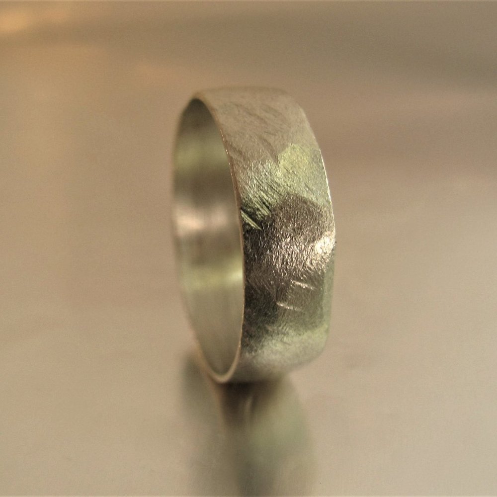 Wedding ring for men. 14k solid white gold ring. - Picture 2 of 12